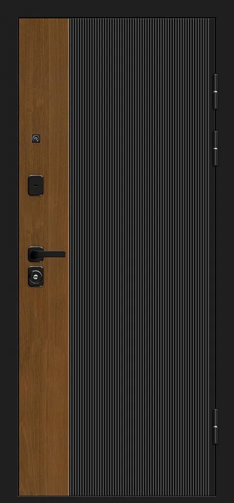 Дверь Optim Z-2 Вертикаль Муар черный-Грецкий Орех/Белый BR6178