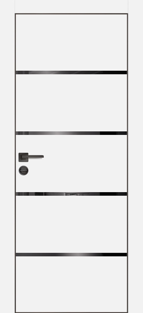 Межкомнатная дверь PX-17 черная кромка с 4-х ст. Белый матовый
