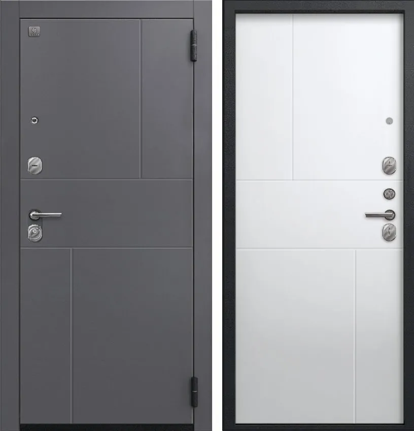 Дверь А-11 Черный муар, Кашемир графит - Кашемир белый DIS007460