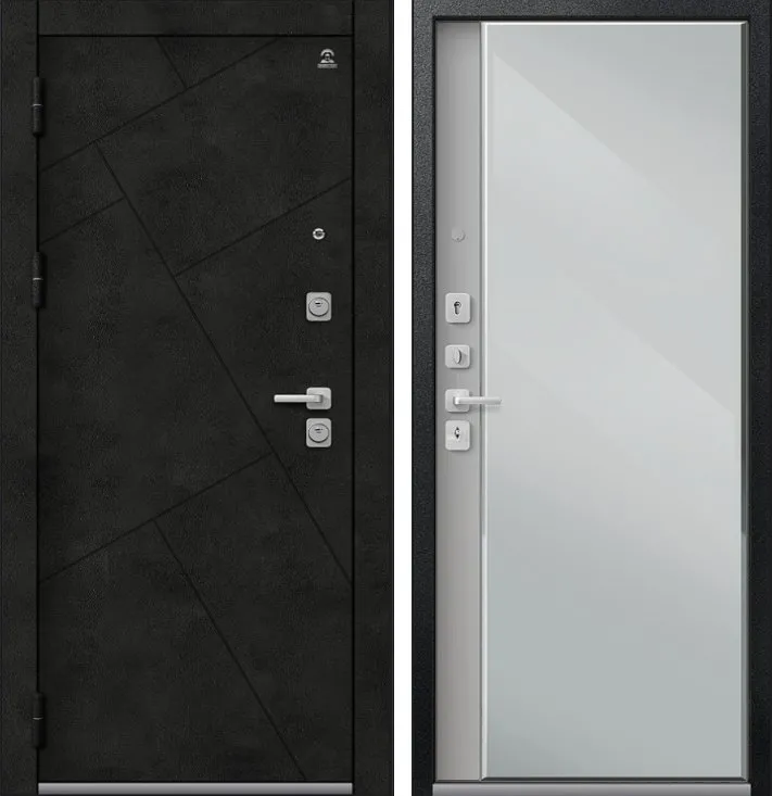 Фото Дверь С-114 Черный Муар+Бетон Темный - Кашемир Сильвер DIS007514
